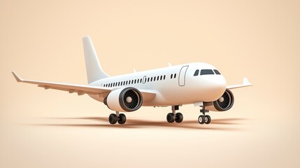 Obraz premium White Airplane Pixel Art Model on Beige Background