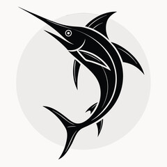 Dynamic Marlin Icon Minimalist Silhouette for Coastal and Nautical Themes
