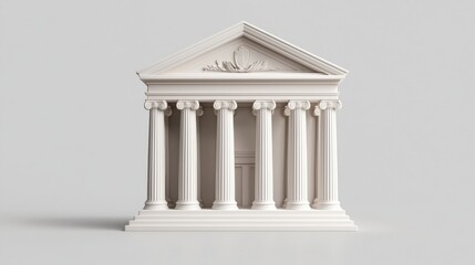 Obraz premium White Classical Temple Model on Light Gray Background