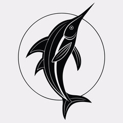 Dynamic Marlin Icon Minimalist Silhouette for Ocean-Inspired Projects
