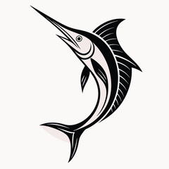 Minimalist Marlin Silhouette Dynamic Oceanic Design for Marine Themes