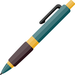 Green and Black Ballpoint Pen with Gold Accents and Clip