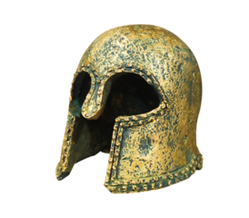 golden carnival mask or face shield armor in a transparent background 
