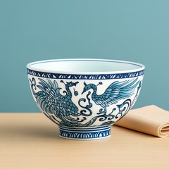 Cultural relics in the collection of the Chinese Elegant ceramic bowl with intricate blue and white designs, perfect for serving meals in a stylish, contemporary setting.
