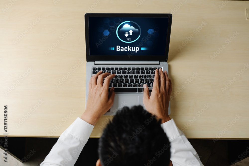 Poster backup storage data internet technology business concept. database storage cloud technology file dat