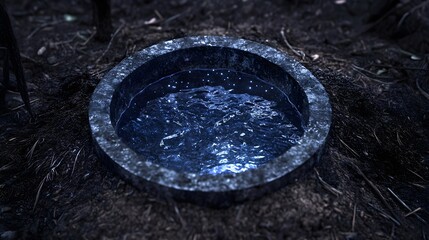 Fototapeta premium Shimmering Pool of Liquid Starlight Nestled in Dark Forest Floor