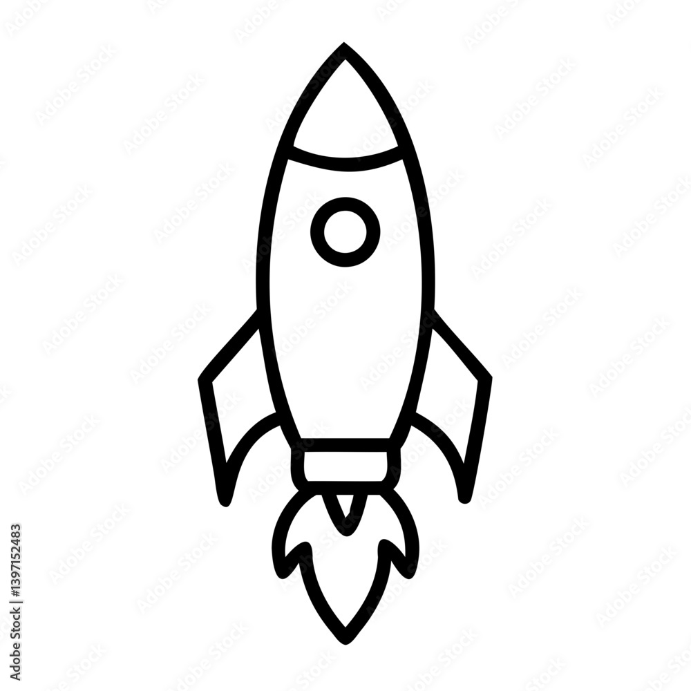 Poster rocket vector line art design | modern icon isolated on clear transparent background for creative us