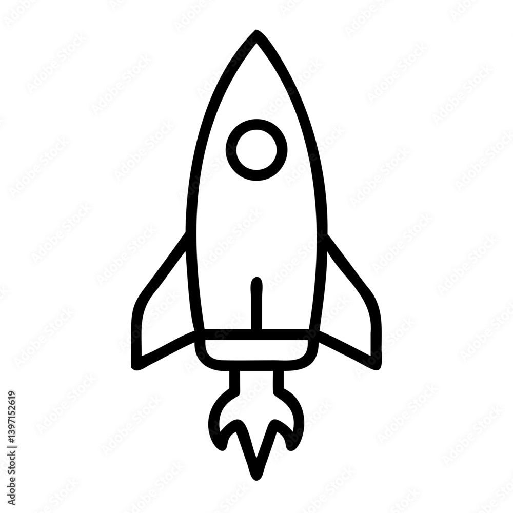 Poster rocket icon vector line art isolated on a transparent background
