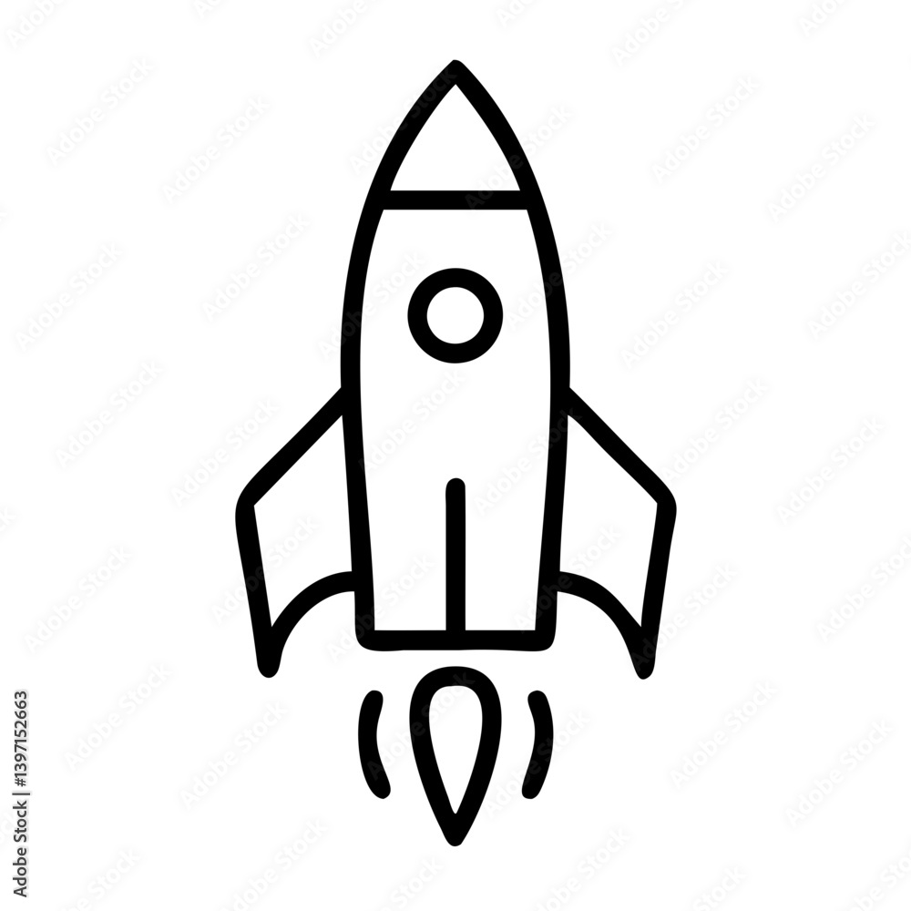 Poster rocket icon vector line art high-quality outline design isolated on transparent background