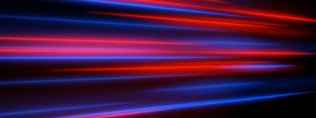 Red and blue laser lines. Sharp directional glow beams with motion blur and center focus. Fast light burst.