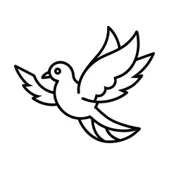 Simple Outline Of A Flying Dove Bird Vector Illustration Graphic Design Element