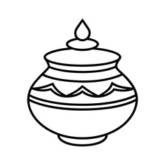 Traditional Indian Pot Outline Design For Pongal Celebration And Decorative Arts