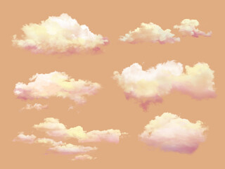 soft warm orange pastel and colorful fantasy evening clouds pack