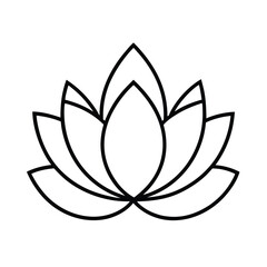 Elegant Lotus Flower Outline Vector Illustration On White Background