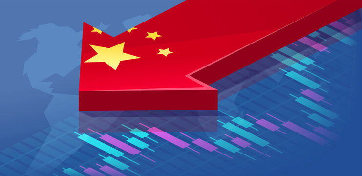 Concept of Chinese economic pressure or offensive strategy. Trade war.