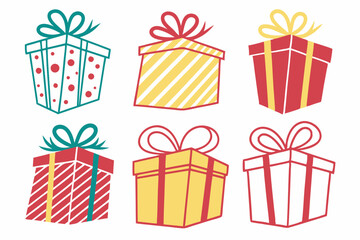 set of Gift Box silhouette vector illustration