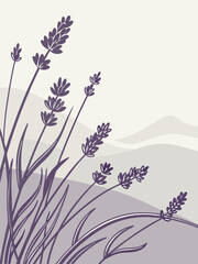 Naklejka premium Lavender Garden Illustration Vector | Botanical Flower Clipart