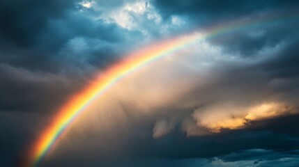 Stormy Sky Rainbow Hope Nature Dramatic Weather