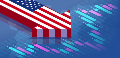 Naklejka premium Concept of US economic pressure or offensive strategy. Trade war.