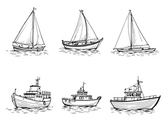 Boat Illustration Minimal Line Art Design
