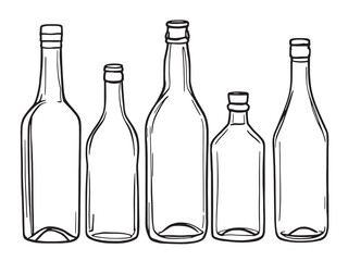 Bottle Black Line Art on White Background