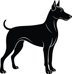 vector illustration of a dog silhouettee on white background