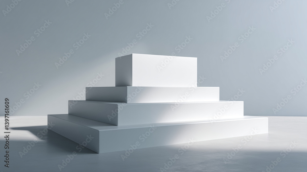 Poster white product display stand podium showcase presentation mockup template background design