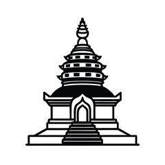 Elegant Stupa Outline Icon Asian Architectural Design And Cultural Symbol