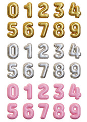 gold silver pink number balloon 3D graphic