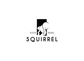 Silhouette of squirrel logo design. Vintage squirrel logo © AlvinStd.