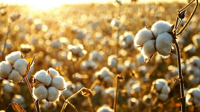 Golden Cotton Bolls at Sunset