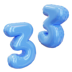 3  number balloon 3D graphic