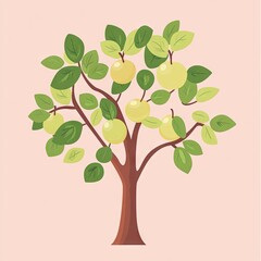 Obraz premium A vibrant illustration of an apple tree laden with ripe fruit.