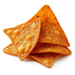 Single serving of Delicious Three Round Doritos Snacks Freshly Popped on a Clean White Plate