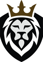 Royal Lion Head Logo with Crown – Elegant and Bold Vector Design