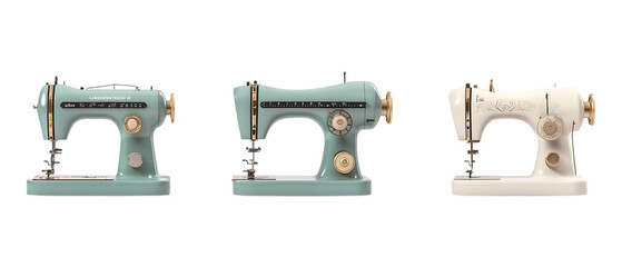 Pack of Sewing Machine Set Against Transparent Background for Craft or Tailoring Projects