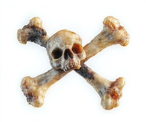 Iconic Skeletal Design Featuring Two Crossed Bones in Isolation with Bright White Background and Stunning Lighting Effects for Graphic and Editorial Use