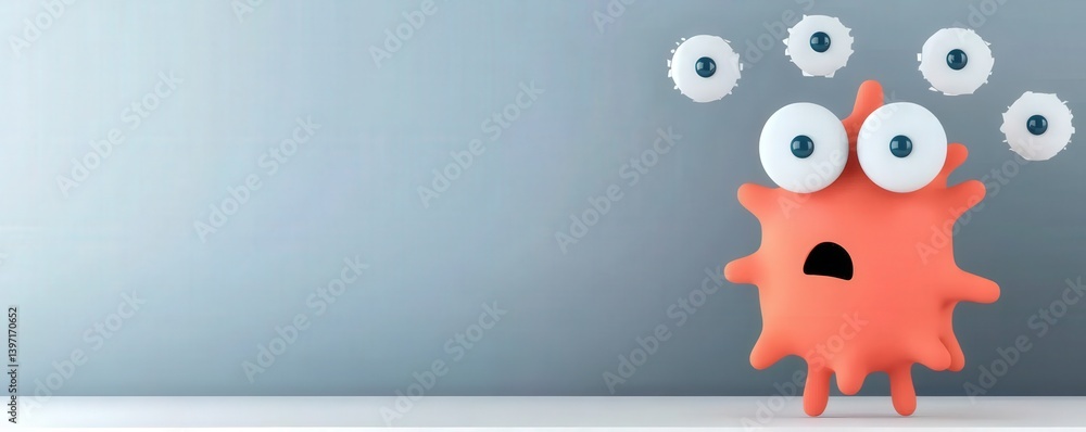 Poster customer experience interaction data concept. colorful cartoon character with large eyes and surpris