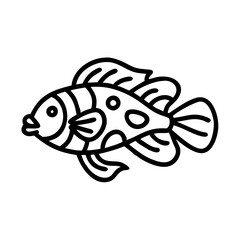 Outline drawing of a spotted fish for coloring pages and educational resources use