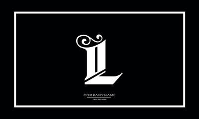 L or LL Alphabet letters logo vector monogram icon