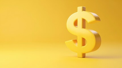Obraz premium Bright Yellow Dollar Sign on Solid Yellow Background for Financial Themes