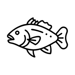 Outline drawing of a fish animal aquatic creature marine life sea ocean wildlife