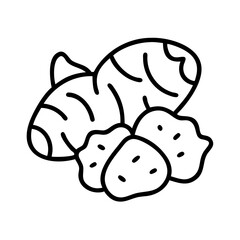 Ginger root and sliced ginger vector illustration for healthy cooking design needs