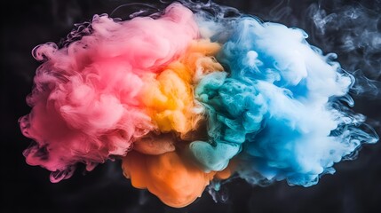 Fototapeta premium Colorful Swirling Smoke Clouds in Vibrant Hues Against Dark Background