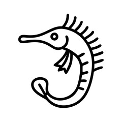 Outline seahorse vector illustration, marine life clip art, sea animal drawing art