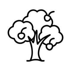 Illustration of cherry tree outline drawing vector nature fruit orchard design