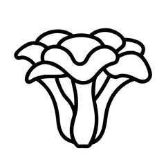 Chanterelle mushroom vector illustration, edible fungi outline drawing for design