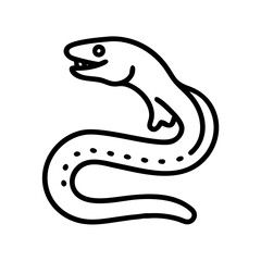 Eel drawing vector illustration, outline style, aquatic animal, sea creature art