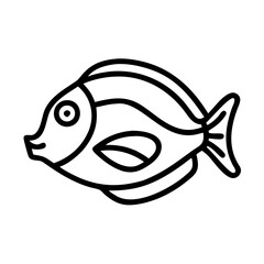 Simple line art drawing of a tropical fish for coloring page or logo design vector
