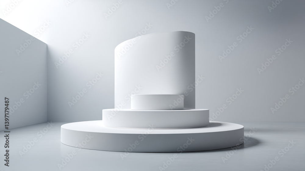 Aufkleber white product display stand mockup for product showcase and presentation in studio background scene